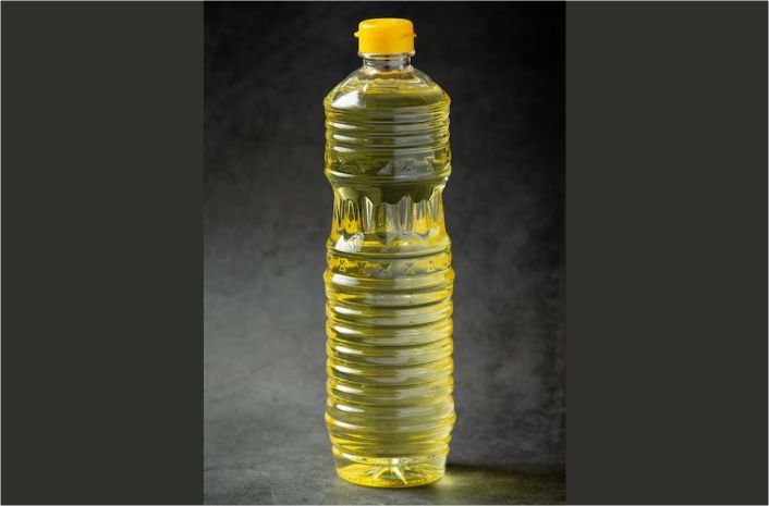 Refined palm kernel oil in a bottle