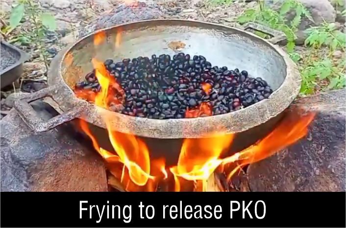 Frying method for extraction of palm kernel oil