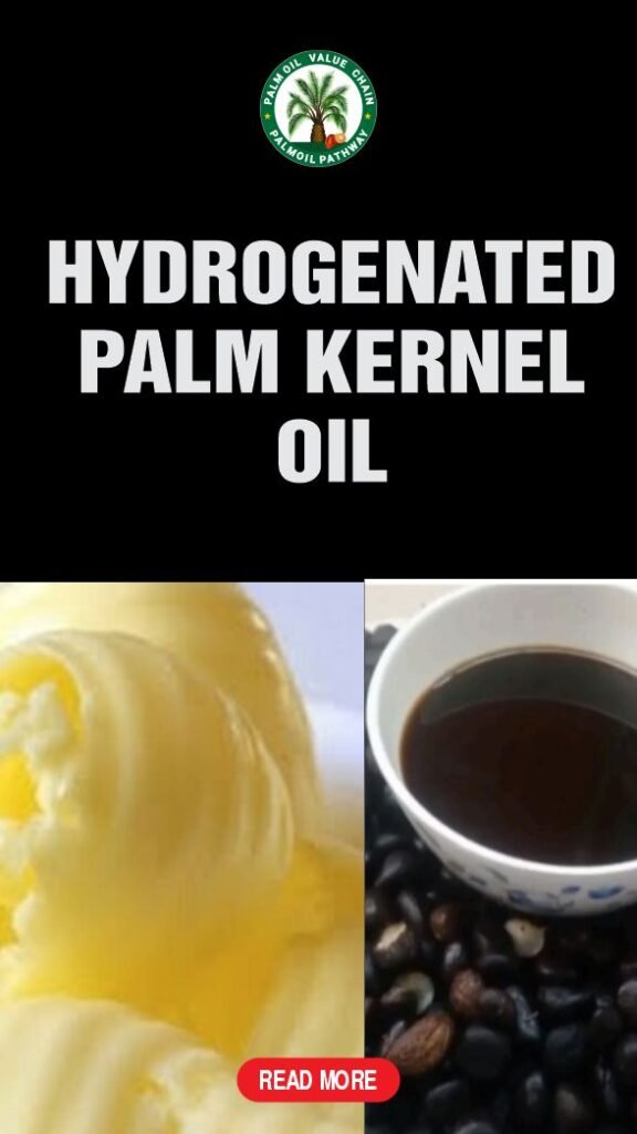 Hydrogenated palm kernel oil with palm kernel oil seeds and crude pko