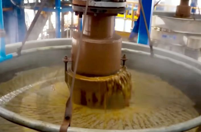 Crude palm oil (CPO) being refined